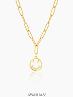 Abra Diamond Smirk Link Chain 18K Gold Plated Necklace