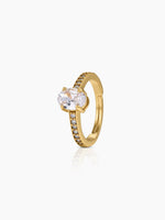 Avenza Oval Solitaire 18K Gold Plated Women's Ring