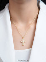 Elira Cross Baguette Necklace