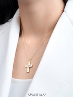 Elira Cross Baguette Necklace