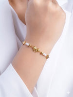 Melviana Bow Pearl 18K Gold Plated Charm Chain Bracelet
