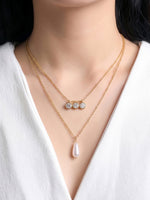Orelina Diamond Charms 18K Gold Plated Layered Necklace