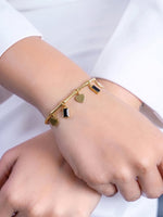 Piera Diamond Heart Charms 18K Gold Plated Bracelet