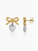 Renora Bow Heart 18K Gold Plated - Silver Earrings