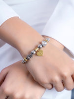 Selora Heart Bead Silver - 18K Gold Plated Women's Bracelet