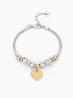 Selora Heart Bead Silver - 18K Gold Plated Women's Bracelet