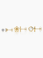 Tahila Floral Trio 18K Gold Plated Women's Earrings Set