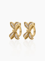 Tavelle Baguette Diamond Bow 18K Gold Plated Ear Cuffs