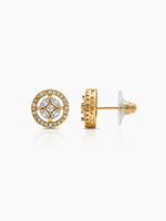 Savera Halo Solitaire 18K Gold Plated Earrings