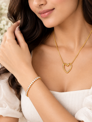 Eternal Heart Necklace & Tennis Bracelet Set