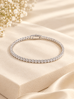 Tennis Bracelet for Women | Sparkling Silver-Tone Bracelet