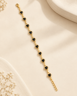 Black Heart Luxe Bracelet – Gold-Plated