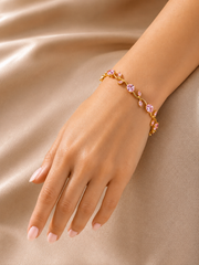 Tulip Bracelet | Pink Crystal 18K Gold-Plated Bracelet for Women