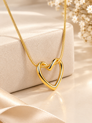 Heart Pendant Necklace for Women | Elegant Gold-Tone Heart Necklace