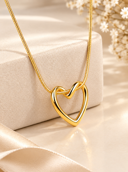 Heart Pendant Necklace for Women | Elegant Gold-Tone Heart Necklace