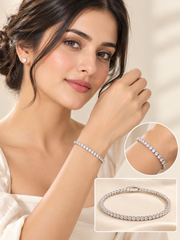 Tennis Bracelet for Women | Sparkling Silver-Tone Bracelet