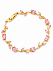 Tulip Bracelet | Pink Crystal 18K Gold-Plated Bracelet for Women