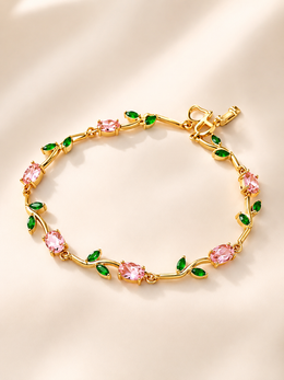 Tulip Bracelet | Pink Crystal 18K Gold-Plated Bracelet for Women