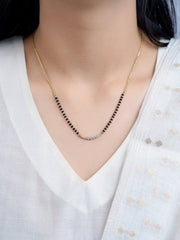 Aarunya Diamond Bar 18K Gold Plated Mangalsutra