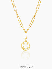 Abra Diamond Smirk Link Chain 18K Gold Plated Necklace