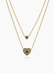 Adeline Heart Diamond 18K Gold Plated Layered Necklace