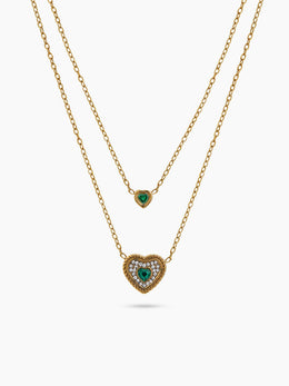 Adeline Heart Diamond 18K Gold Plated Layered Necklace
