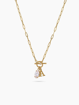 Alodia Customized Diamond Initial 18K Gold Plated Necklace