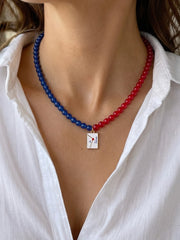 Amour Red Blue Women's Beaded Necklace