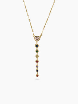 Asmira Heart Multi Diamond 18K Gold Plated Necklace