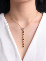 Asmira Heart Multi Diamond 18K Gold Plated Necklace