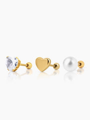 Aurelia 18K Gold Plated Women's Stud Earrings Set