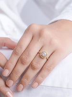 Avelora Solitaire Halo 18K Gold Plated Women's Ring