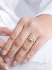 Avelora Solitaire Halo 18K Gold Plated Women's Ring