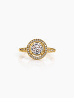 Avelora Solitaire Halo 18K Gold Plated Women's Ring