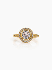 Avelora Solitaire Halo 18K Gold Plated Women's Ring
