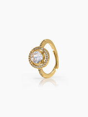 Avelora Solitaire Halo 18K Gold Plated Women's Ring