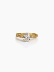 Avenza Oval Solitaire 18K Gold Plated Women's Ring