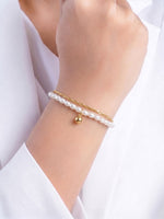 Beatrice Layered Pearl Charm 18K Gold Plated Bracelet