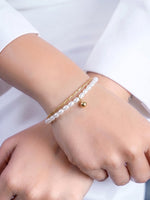 Beatrice Layered Pearl Charm 18K Gold Plated Bracelet