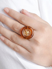 Brunisa Brown Starfish 18K Gold Plated Women's Ring