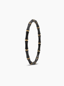 Caloria Bamboo Line Black - 18K Gold Plated Women's Band Bracelet