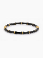 Caloria Bamboo Line Black - 18K Gold Plated Women's Band Bracelet