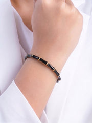 Caloria Bamboo Line Black - 18K Gold Plated Women's Band Bracelet