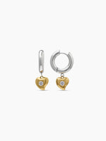 Carenya Solitaire Heart Drop 18K Gold Plated - Silver Earrings
