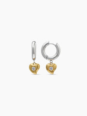 Carenya Solitaire Heart Drop 18K Gold Plated - Silver Earrings