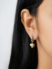 Carenya Solitaire Heart Drop 18K Gold Plated - Silver Earrings