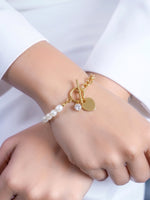 Celviana Heart Pearl 18K Gold Plated Bracelet