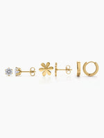 Cireva Flower Trio 18K Gold Plated Women's Earrings Set