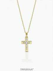 Elira Cross Baguette Necklace