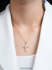 Elira Cross Baguette Necklace